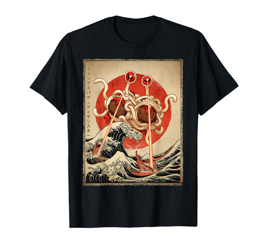 Flying Spaghetti Monster FSM Kaiju Monster Japanese Vintage T-Shirt