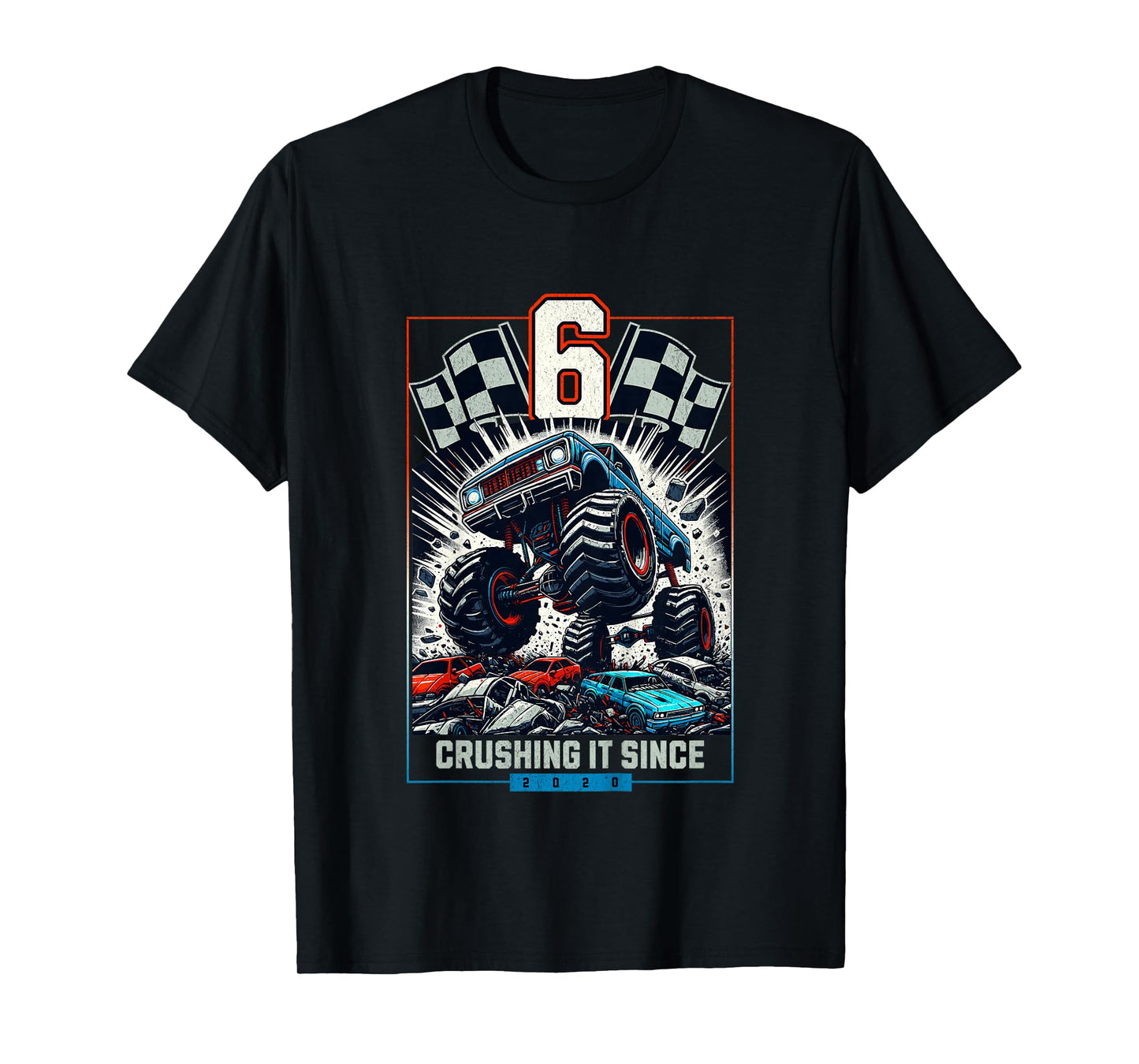 Kids 6th Birthday Truck Turning 6 Years Old Boy Born in 2020 T-Shirt