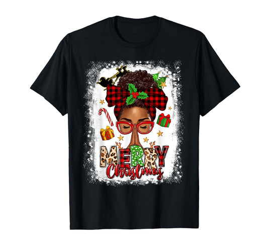 Merry Christmas African American Black Woman Christian T-Shirt