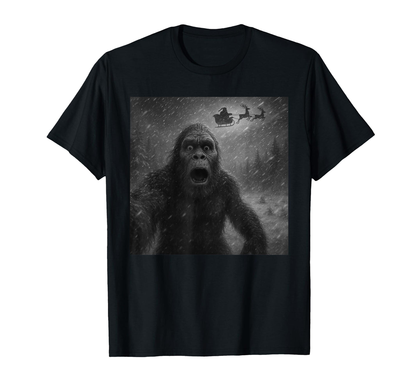 Funny Bigfoot Sasquatch Selfie Santa Claus Xmas Christmas T-Shirt