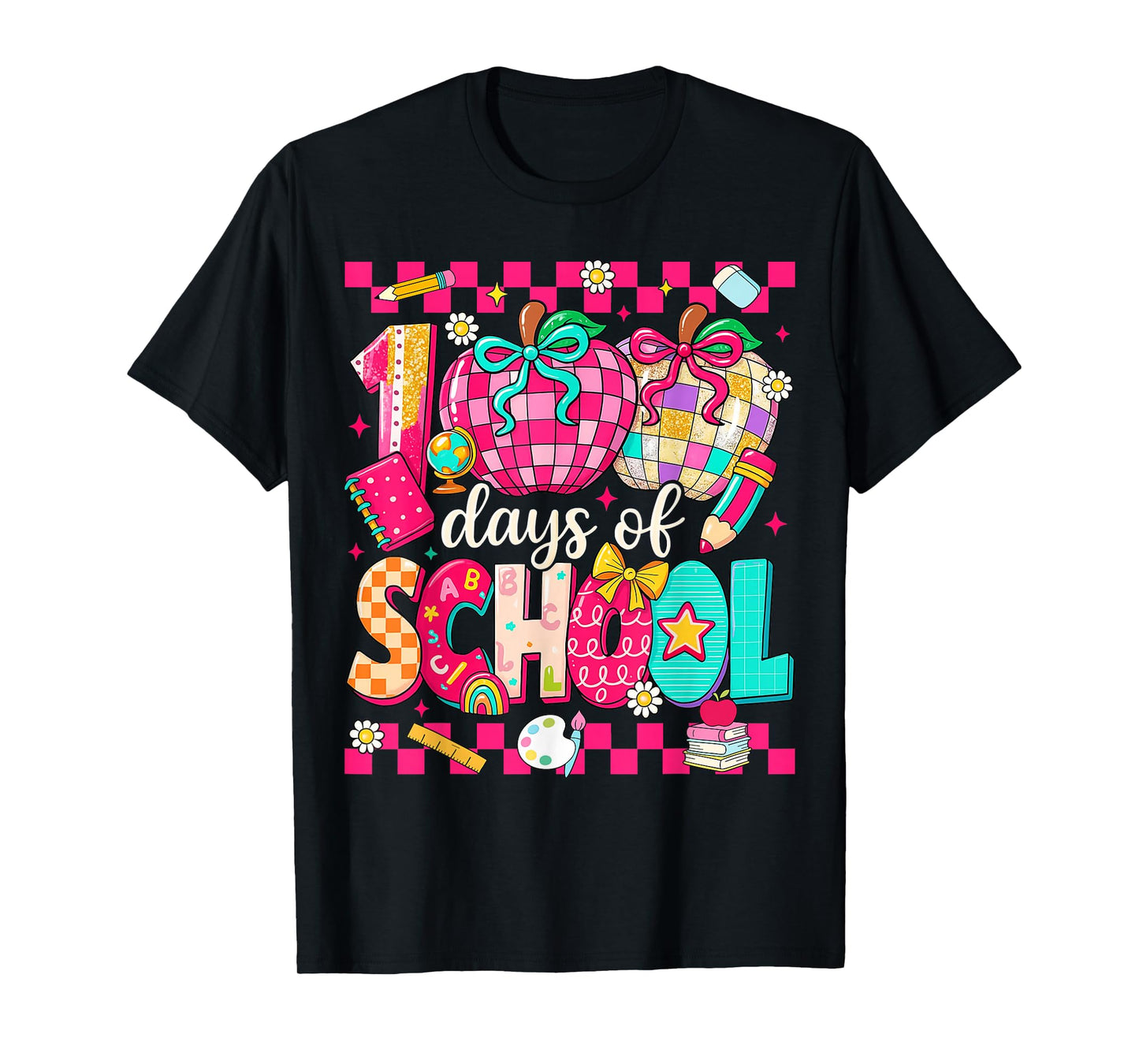 100 Days of School Disco Ball Teacher Girls Coquette T-Shirt