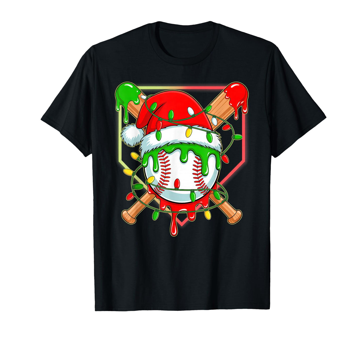 Baseball Christmas Tree Light Xmas Baseball Boys Kids T-Shirt