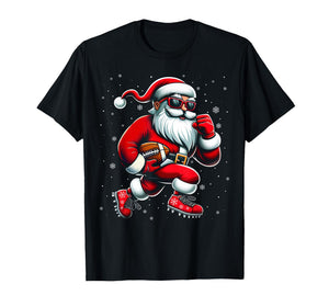Santa Playing Football Men Boys Christmas Football Players T-Shirt