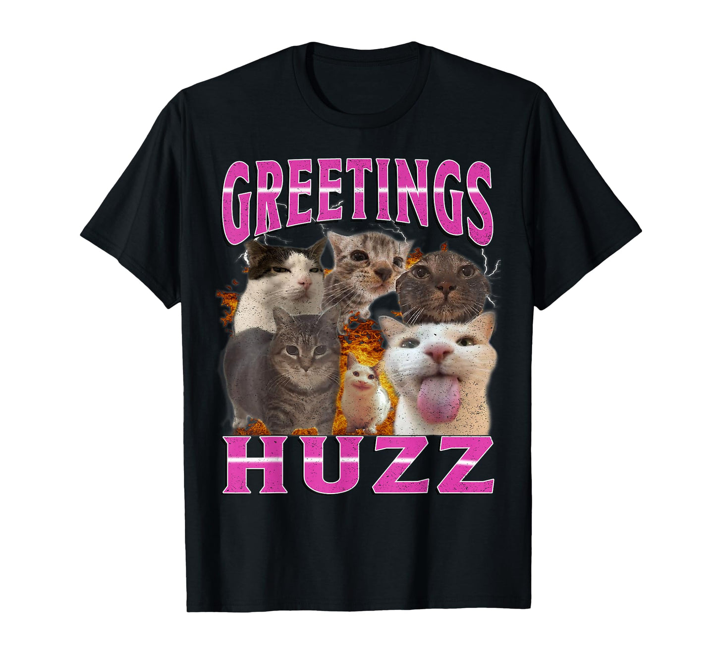 Cat Meme Greetings Huzz Funny Silly Cats Humor Bootleg T-Shirt