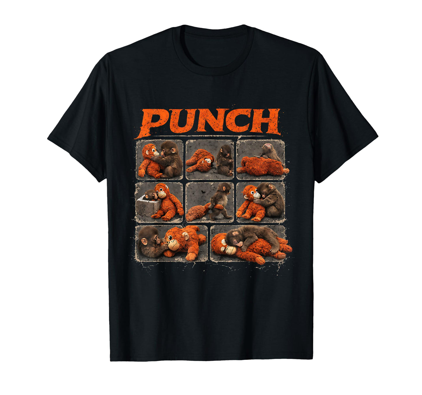Punch Cute Monkey and Teddy Collage Design T-Shirt