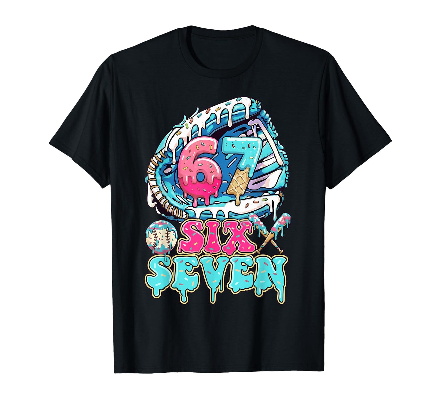 Six Seven 67 Ice Cream Drip Baseball Gift for Boy Kids Youth T-Shirt