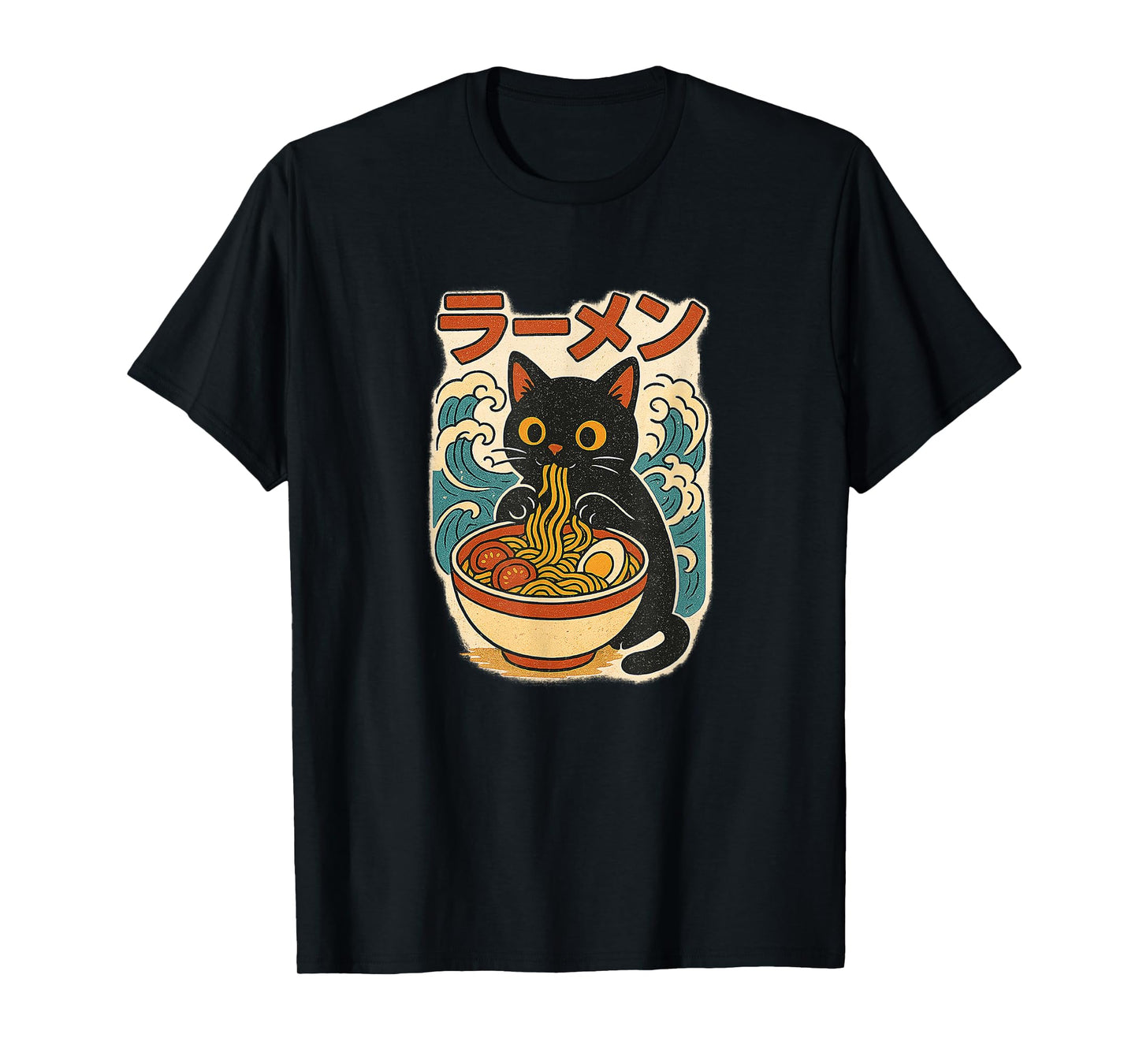 Kawaii Cute Japanese Cat Anime Ramen Funny Graphic Tees T-Shirt