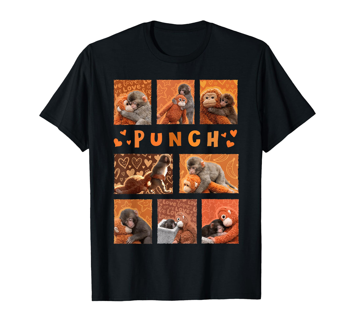 Baby Monkey Punch Mama Monkey Plush Hugs Kids Men Women Cute T-Shirt