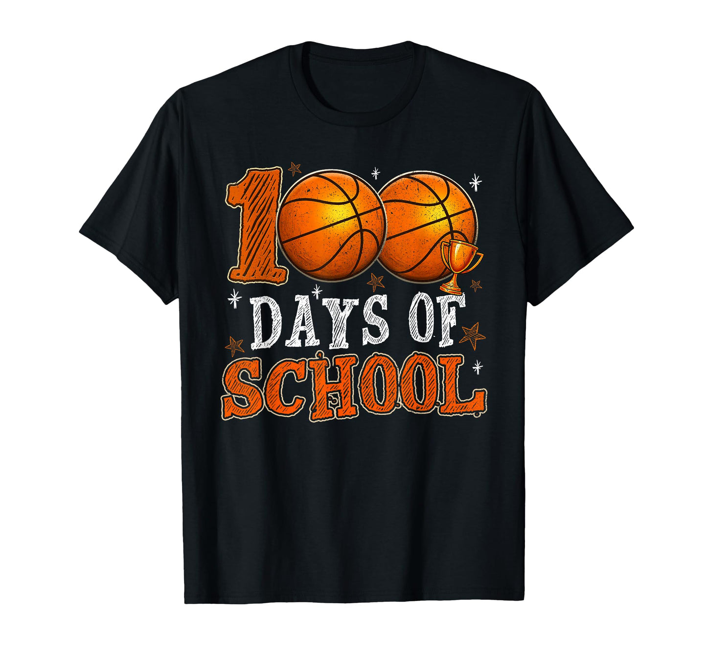 Happy 100 Days of School Basketball Funny Boy Girl Teacher T-Shirt
