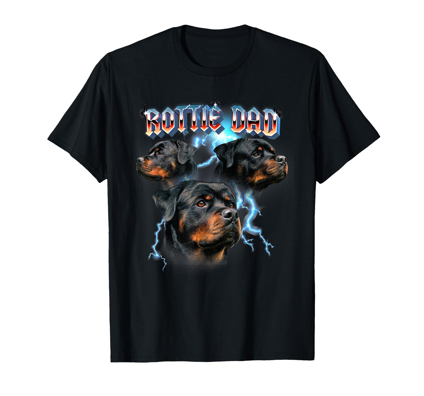 Mens Retro Vintage Black Heavy Metal Band Rottweiler Lover T-Shirt