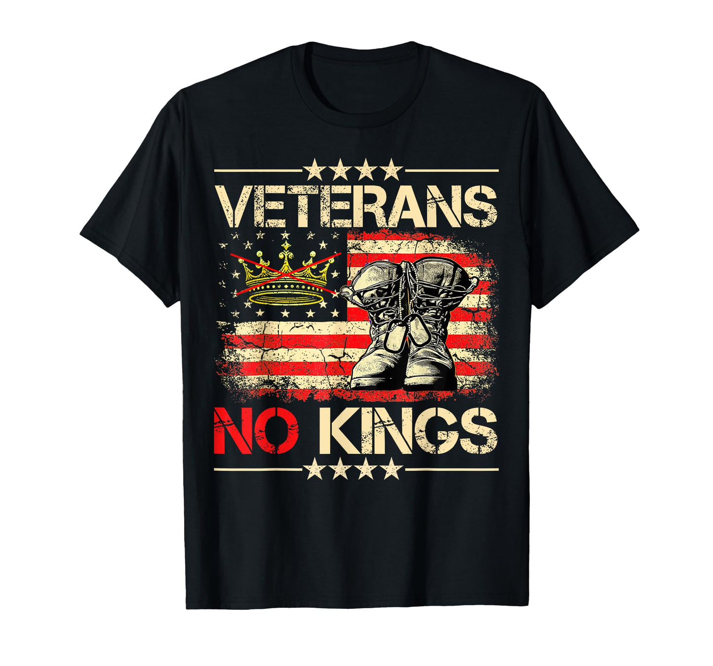 Veterans No Kings Military Protest USA Flag America T-Shirt