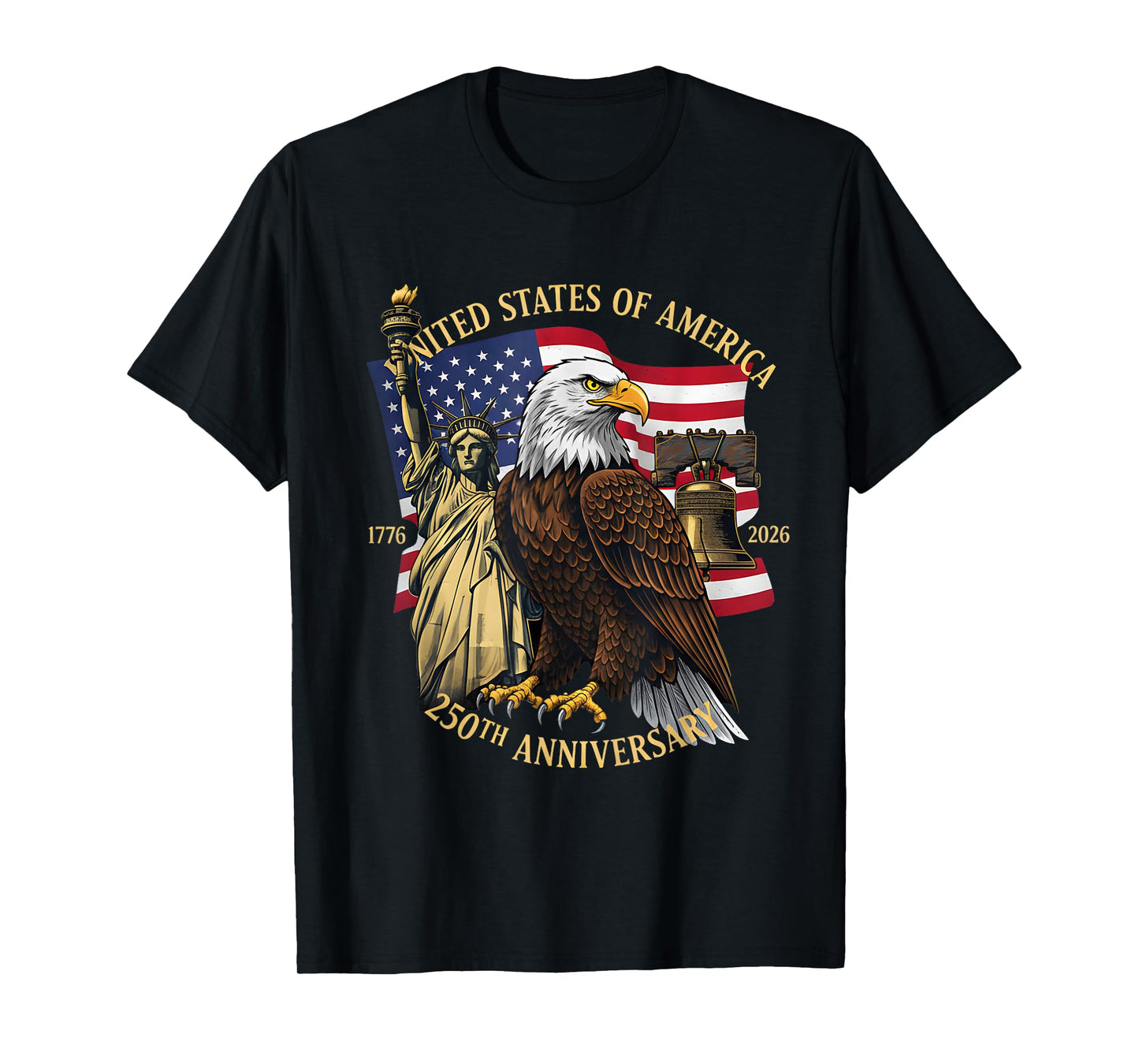 250 Years 1776-2026 250th Birthday Eagle Liberty Bell T-Shirt