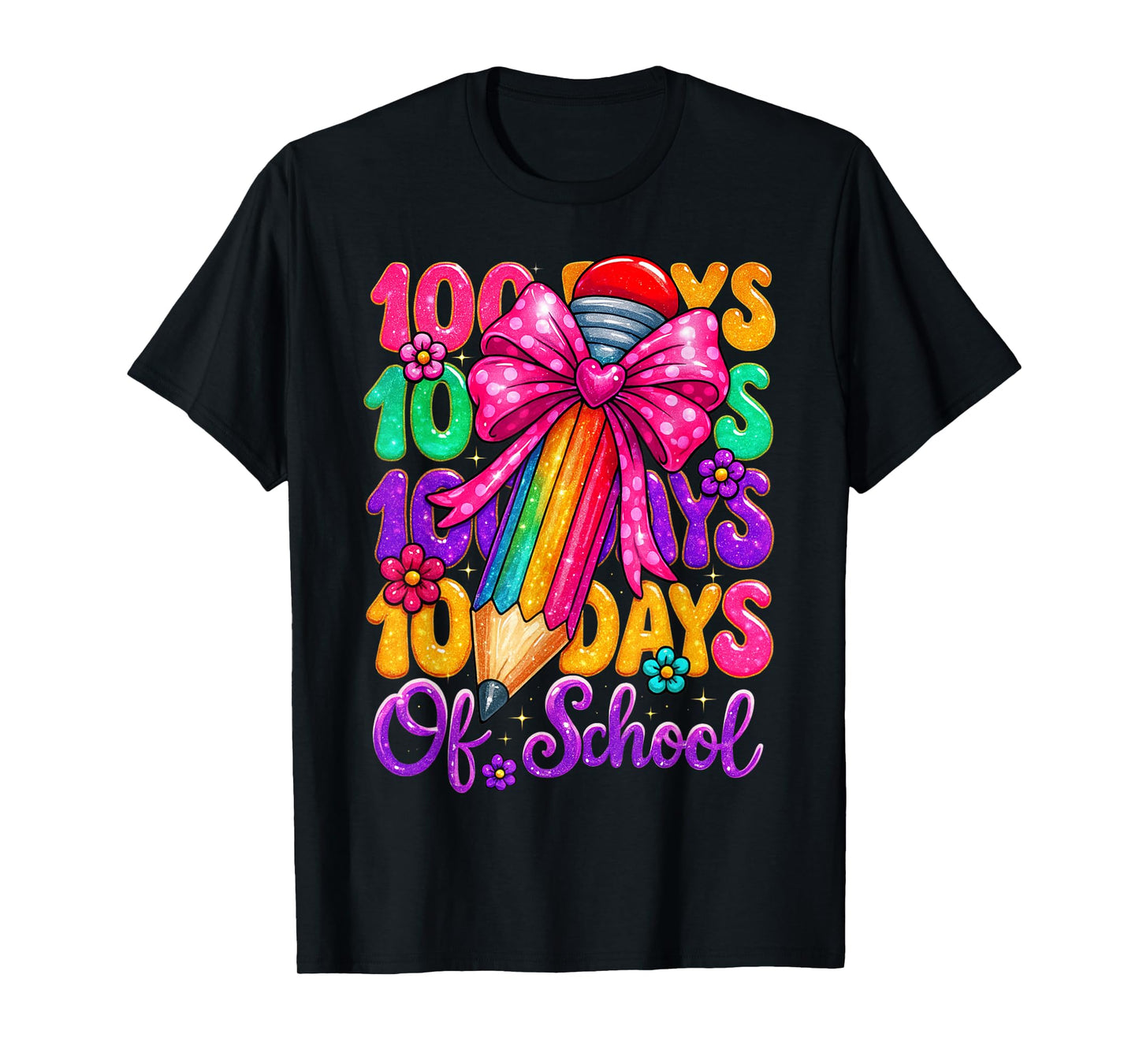 100 Days of School Pencil Coquette 100 Days Smarter T-Shirt