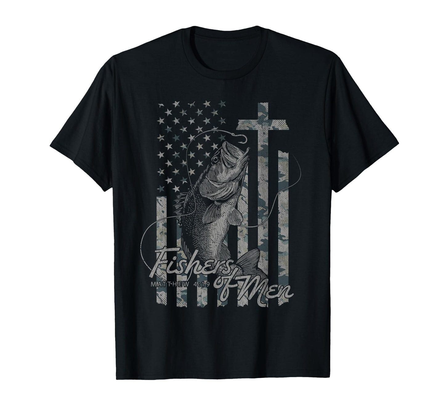 Fishers of Men Matthew 4:19 Christian Fishing Bible Verse T-Shirt