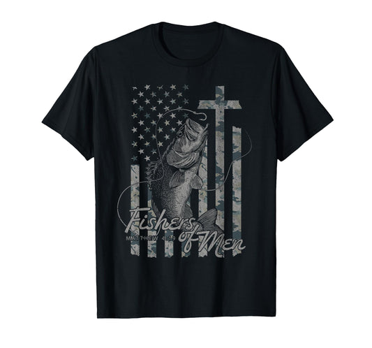 Fishers of Men Matthew 4:19 Christian Fishing Bible Verse T-Shirt