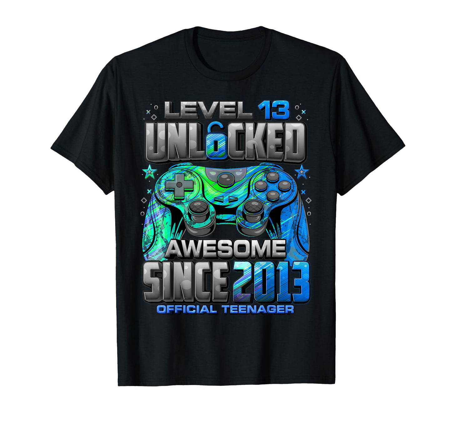 Level 13 Unlocked Awesome Since 2013 13th Birthday Gaming T-Shirt
