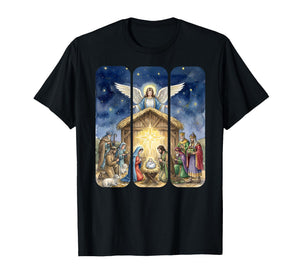 Christian Christmas Nativity Jesus in The Manger Holida T-Shirt