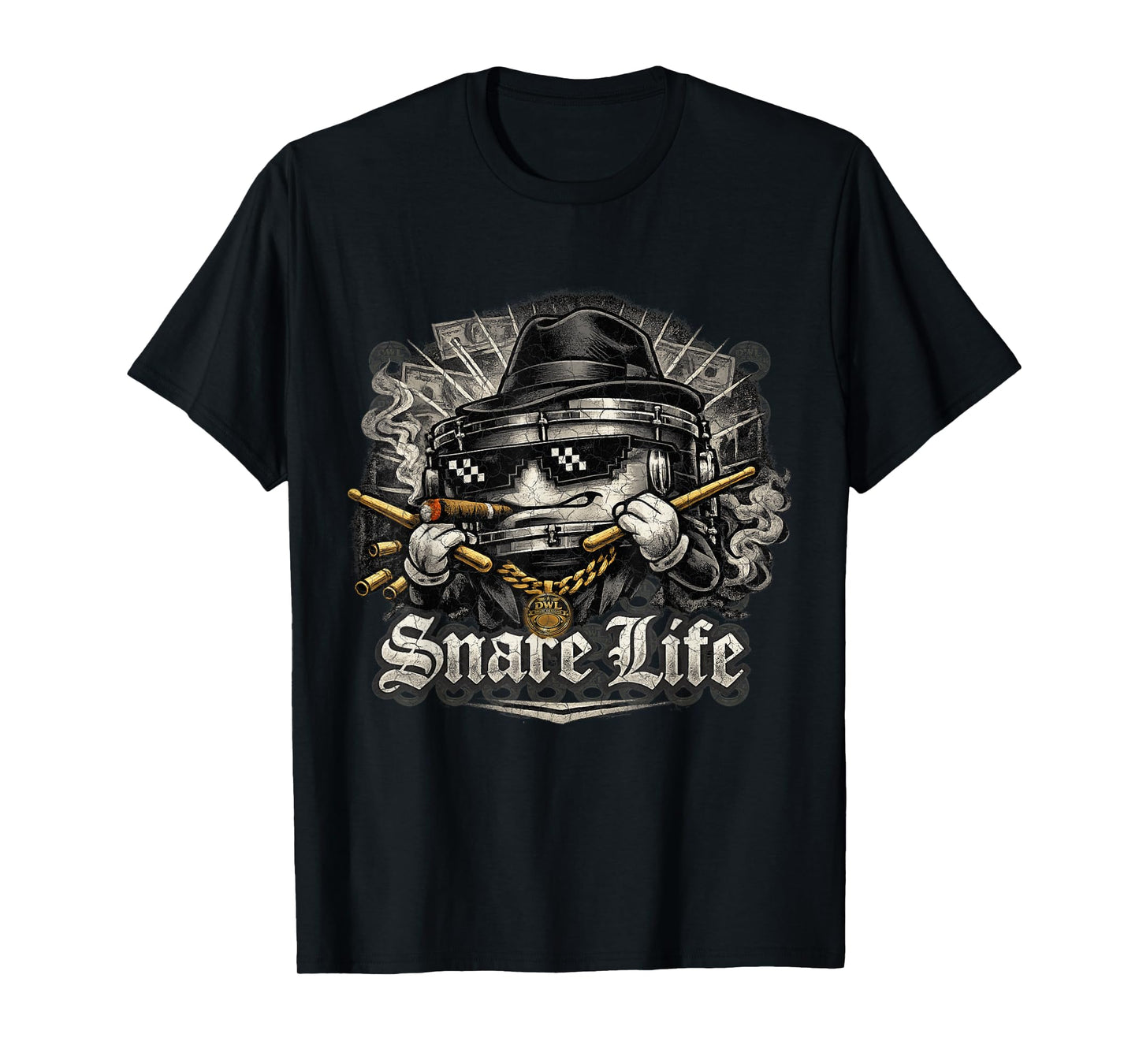 Funny Drummer Snare Life Cartoon Character T-Shirt