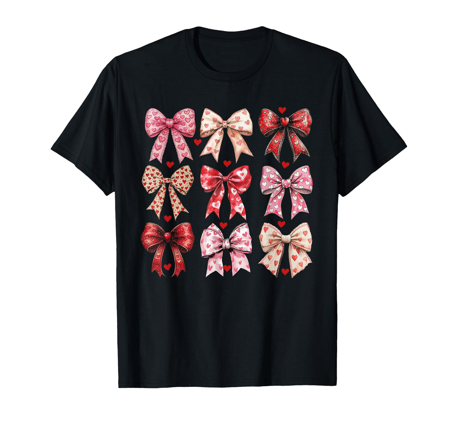 Valentine Hearts Leopard Coquette Bow Women Girls Boys T-Shirt
