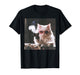 Retro Cool Cat with Gun Pink Sunglasses Cat Meme T-Shirt