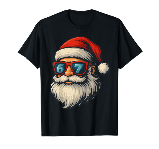 Funny 6 7 Six Seven Meme Santa face Christmas Retro T-Shirt