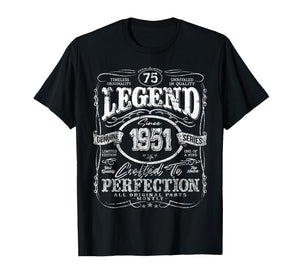 Vintage 1951 Limited Edition Shirt 75 Year Old 75th Birthday T-Shirt