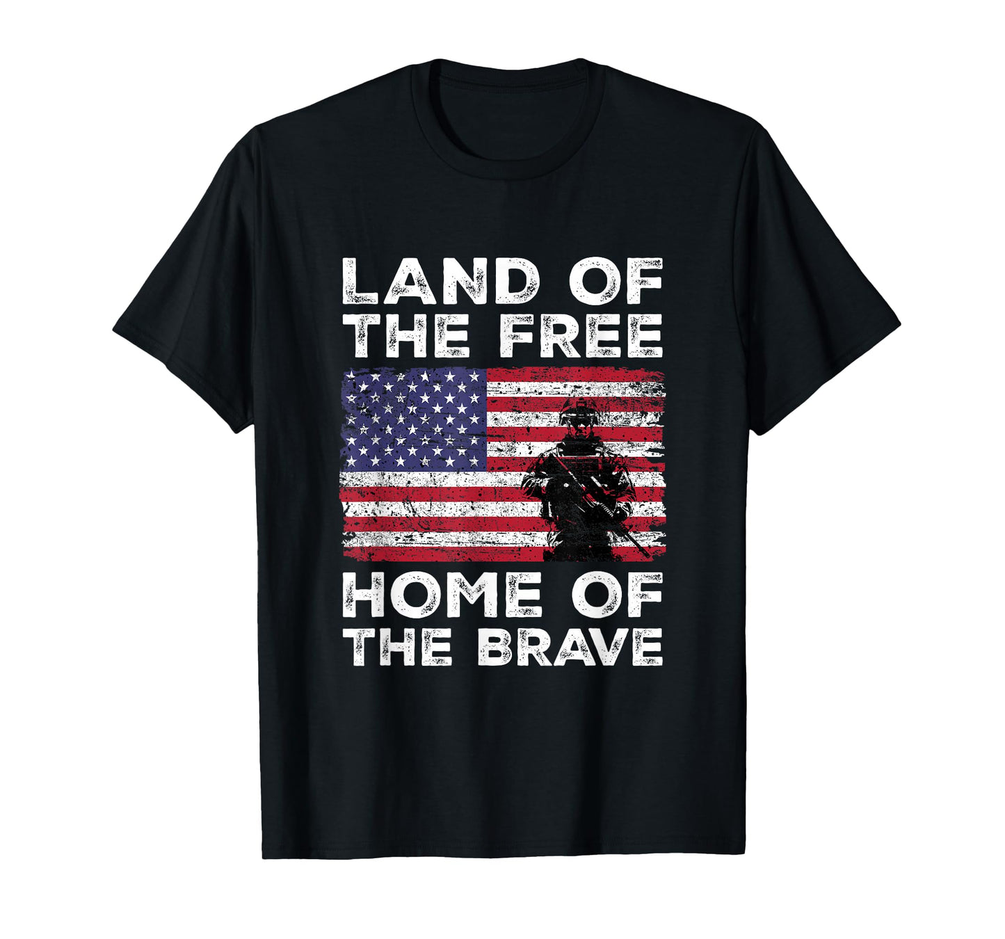Land of The Free Home of The Brave US Flag Military Veteran T-Shirt