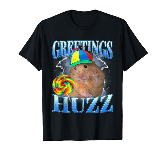 Retro Lollipop Hamster Meme Greetings Huzz Funny Gen Z Alpha T-Shirt