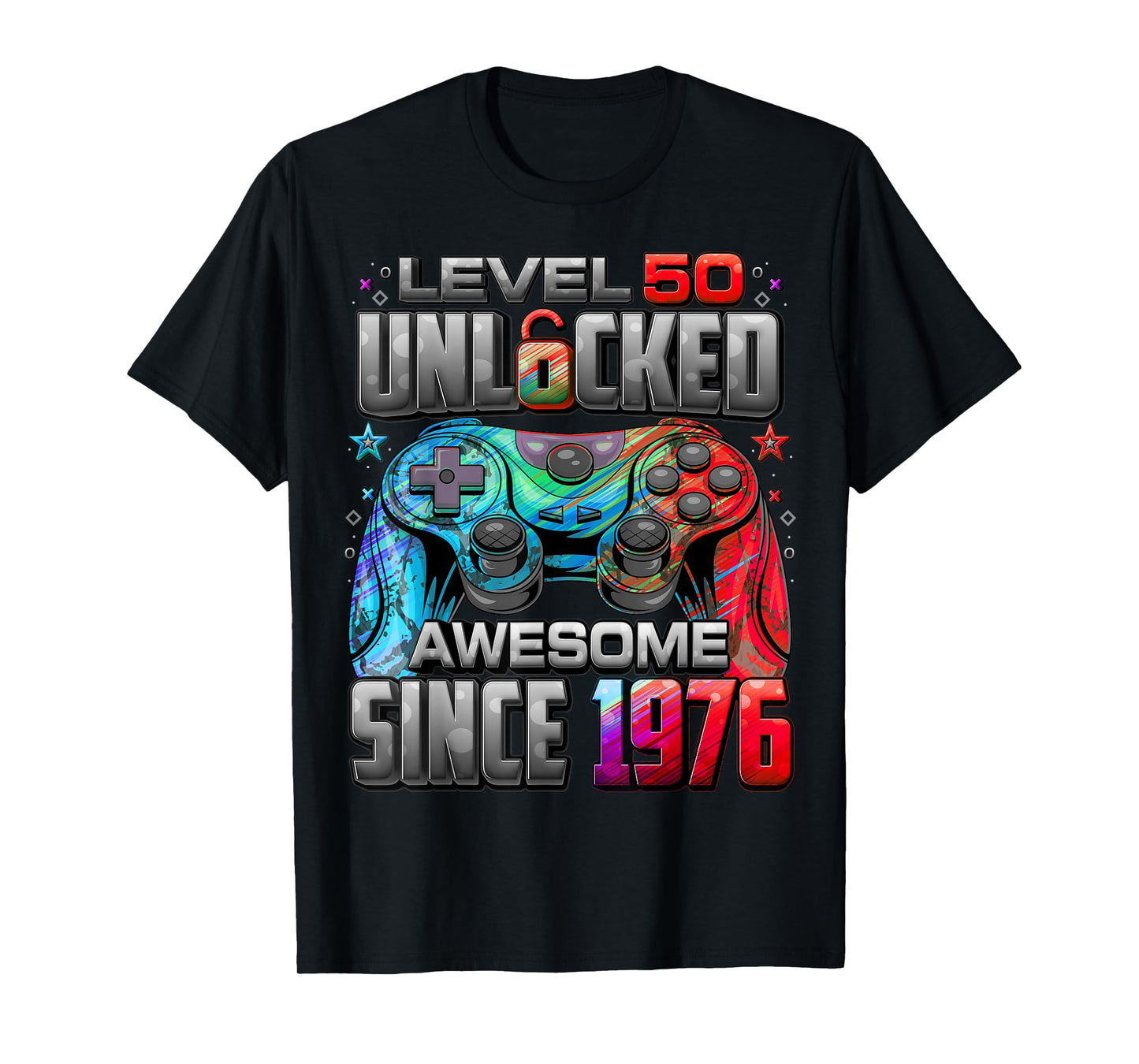 Level 50 Unlocked Awesome Since 1976 50th Birthday Gaming T-Shirt