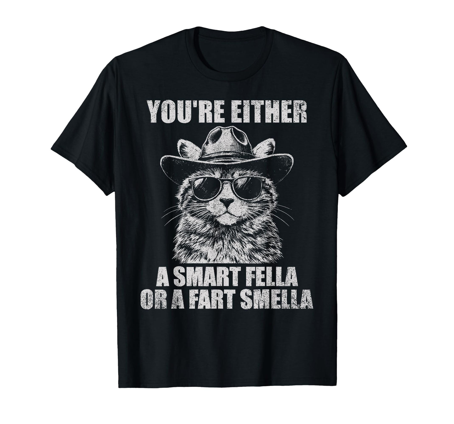 You're Either A Smart Fella Or A Fart Smella Vintage Cat T-Shirt