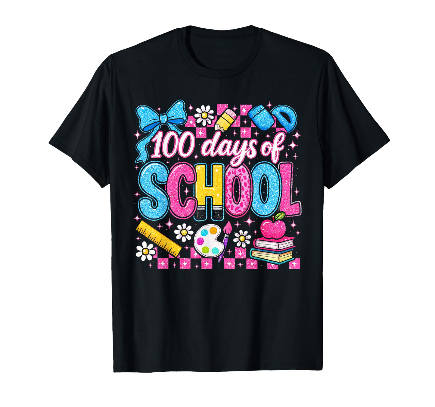 Coquette 100 Days Happy 100th Day of School Teacher Kids T-Shirt