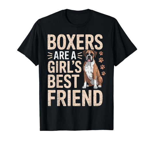 Boxers are A Girls Best Friend Funny Dog Boxer T-Shirt