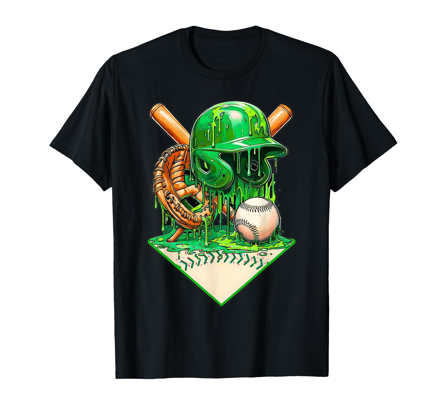 Baseball Life Style Ice Cream Drip Green T-Shirt