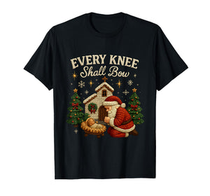 Every Knee Shall Bow Christmas Nativity Design T-Shirt