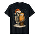 Skeleton Hugging an Owl with Santa Hat Snow Gothic Christmas T-Shirt