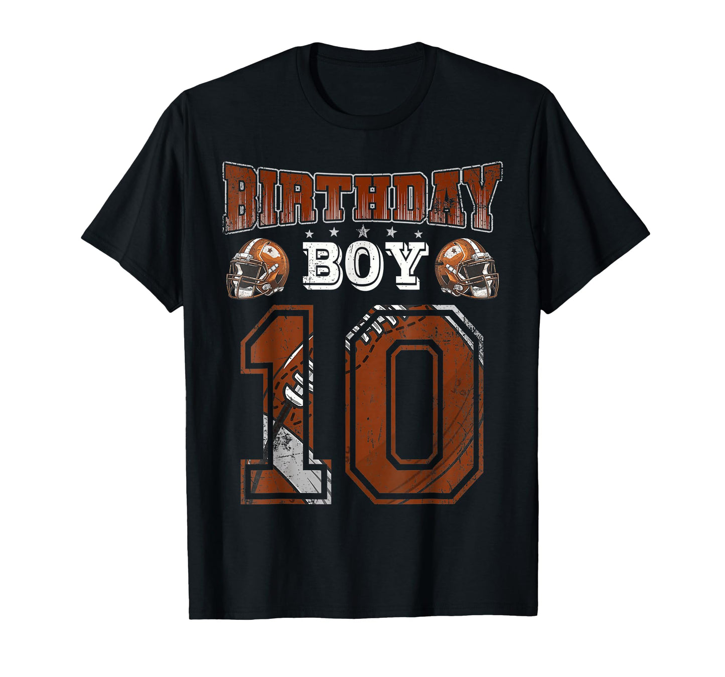 10th Birthday Boy Football Lover Theme 10 Years Old T-Shirt