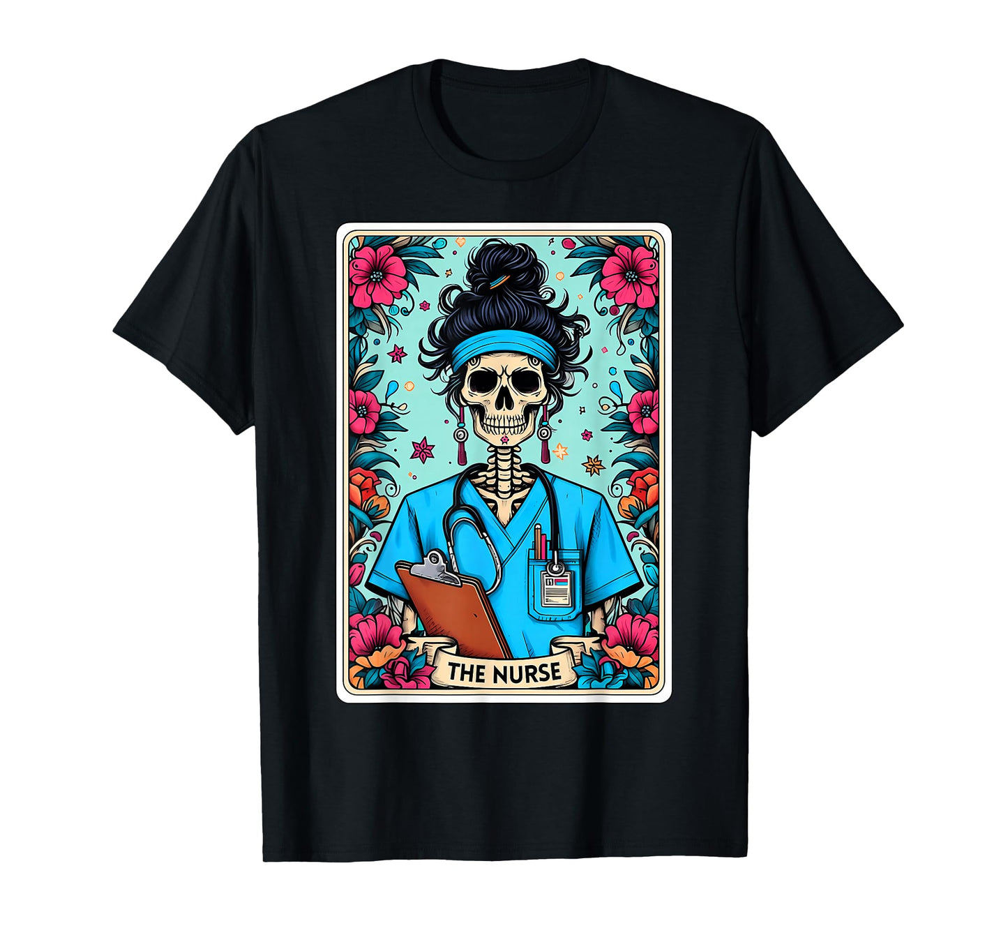 The Nurse Tarot Card Day of The Dead Dia de Los Muertos T-Shirt
