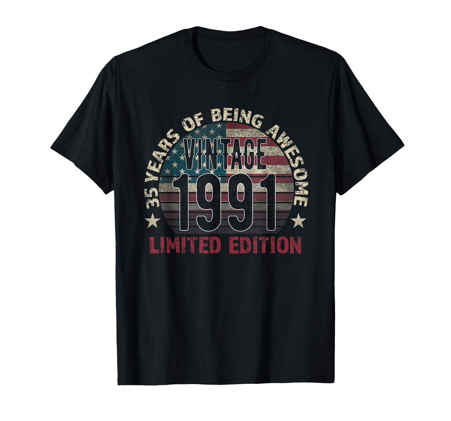 35th Birthday Gift Men Vintage Born 1991 Turning 35 Year Old T-Shirt