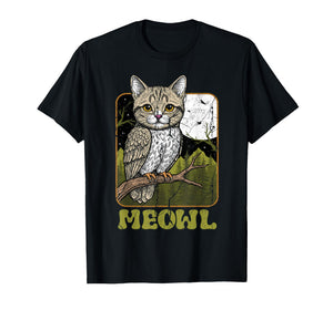 Funny Cat Owl Meme Meowl Internet Brainrot Cursed Vintage T-Shirt