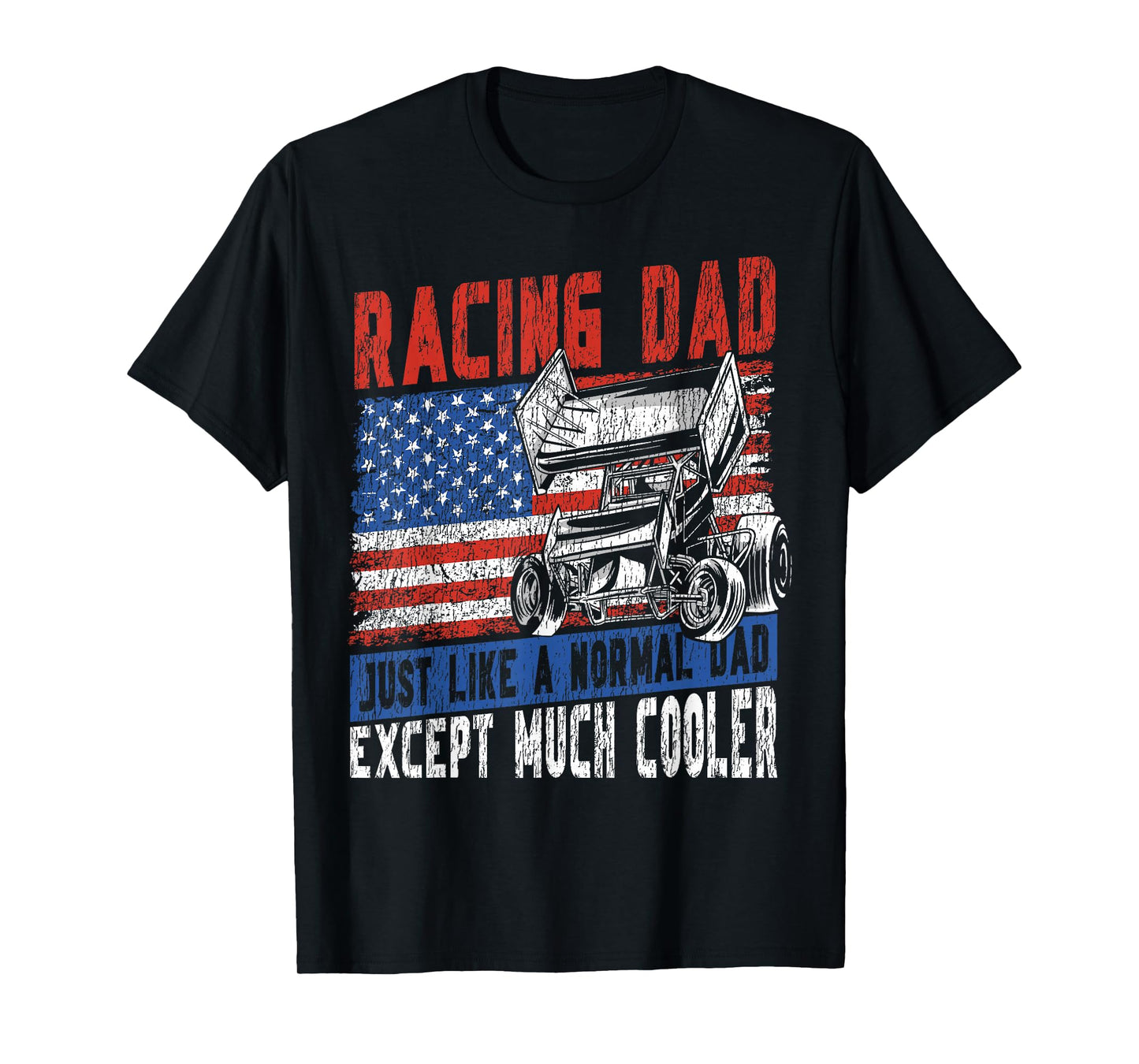Dirt Track Racing Race Dad Vintage American Flag Patriotic T-Shirt