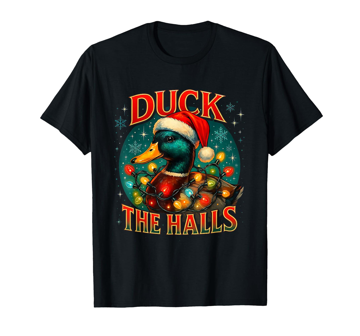 Duck The Halls Funny Christmas Lights Hunting Season T-Shirt