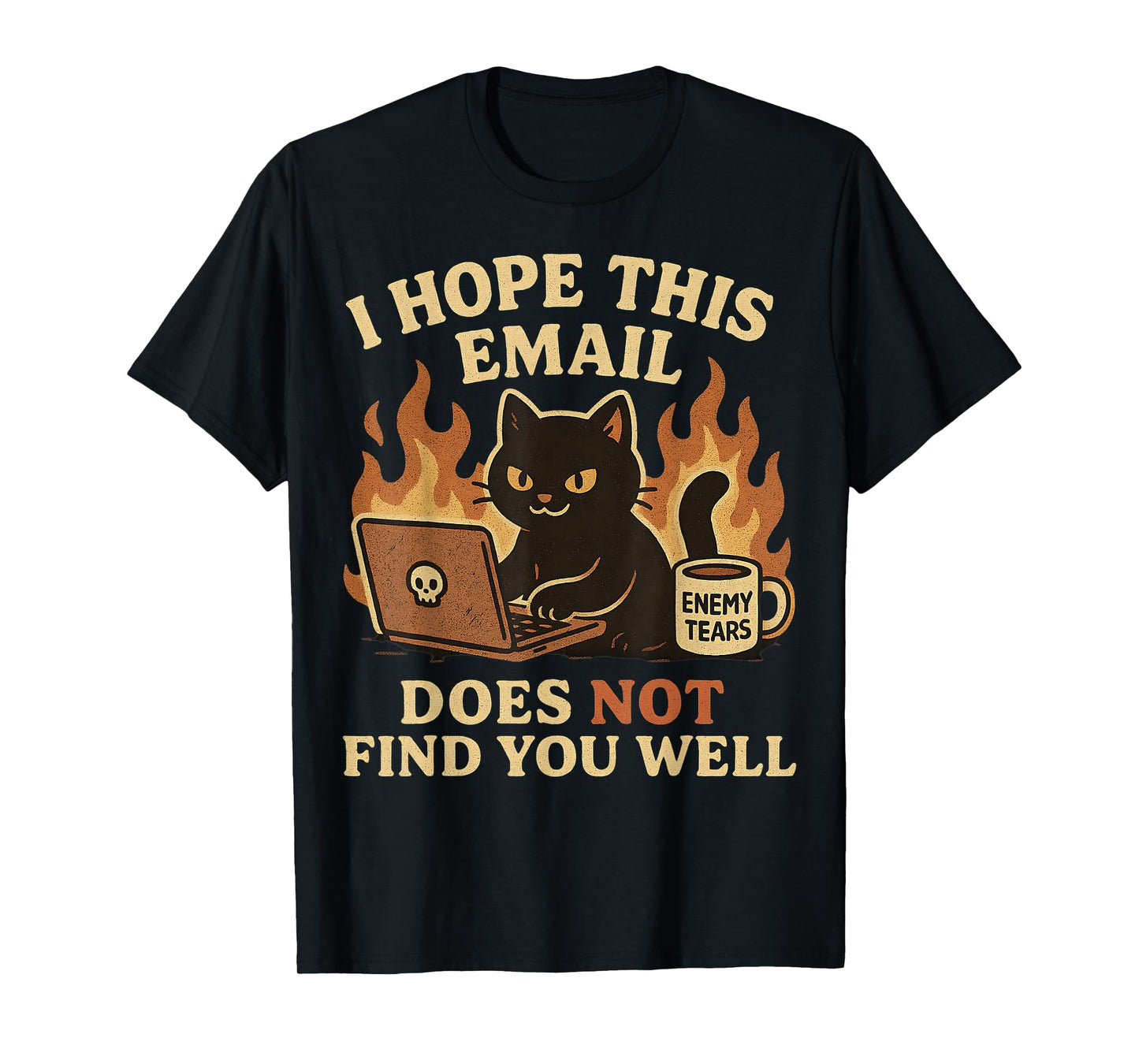 Sarcastic Office Work Email Humor Cat Coffee Funny Graphic T-Shirt