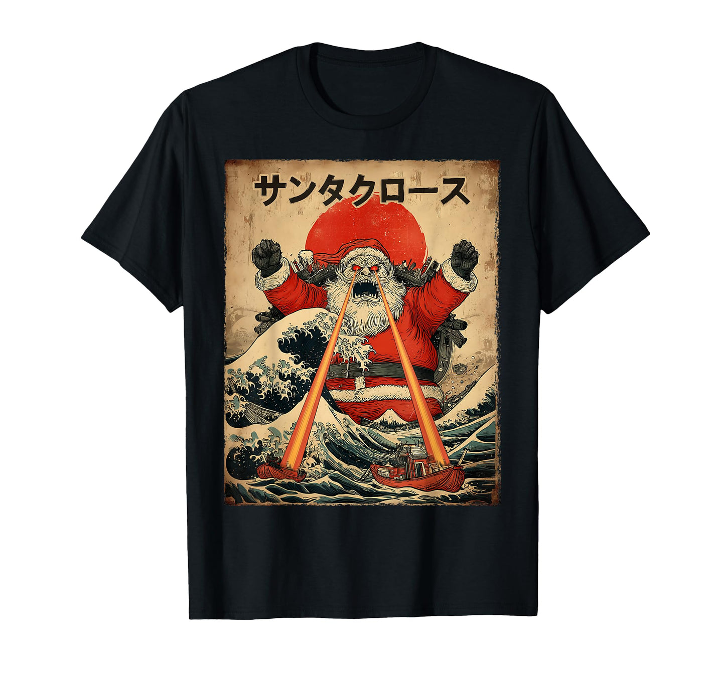 Santa Christmas Kaiju Monster Japanese Vintage Poster T-Shirt