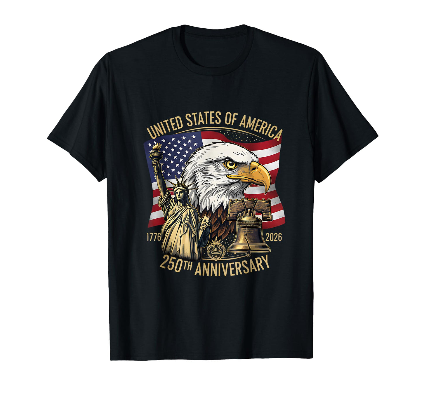 250 Years 1776-2026 250th Birthday Eagle Liberty Bell T-Shirt