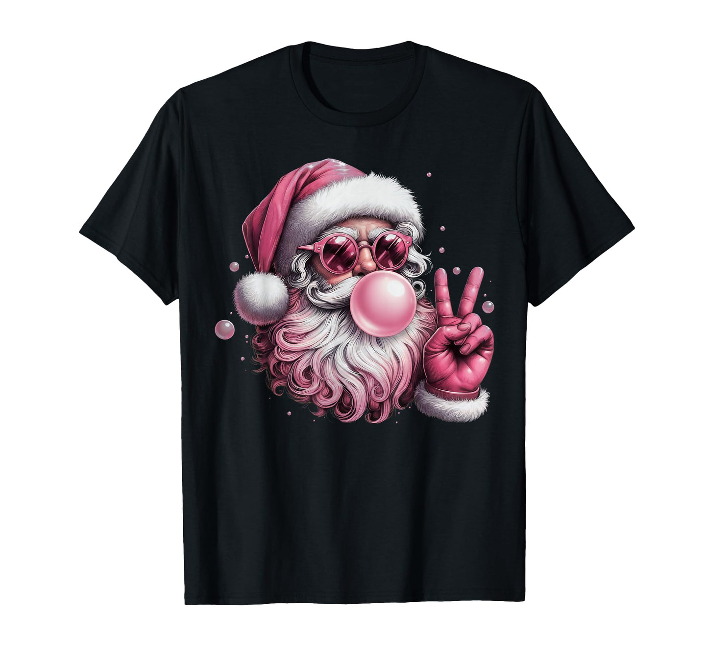 Retro Santa Blowing Bubble Gum Christmas Vintage Sunglasses T-Shirt