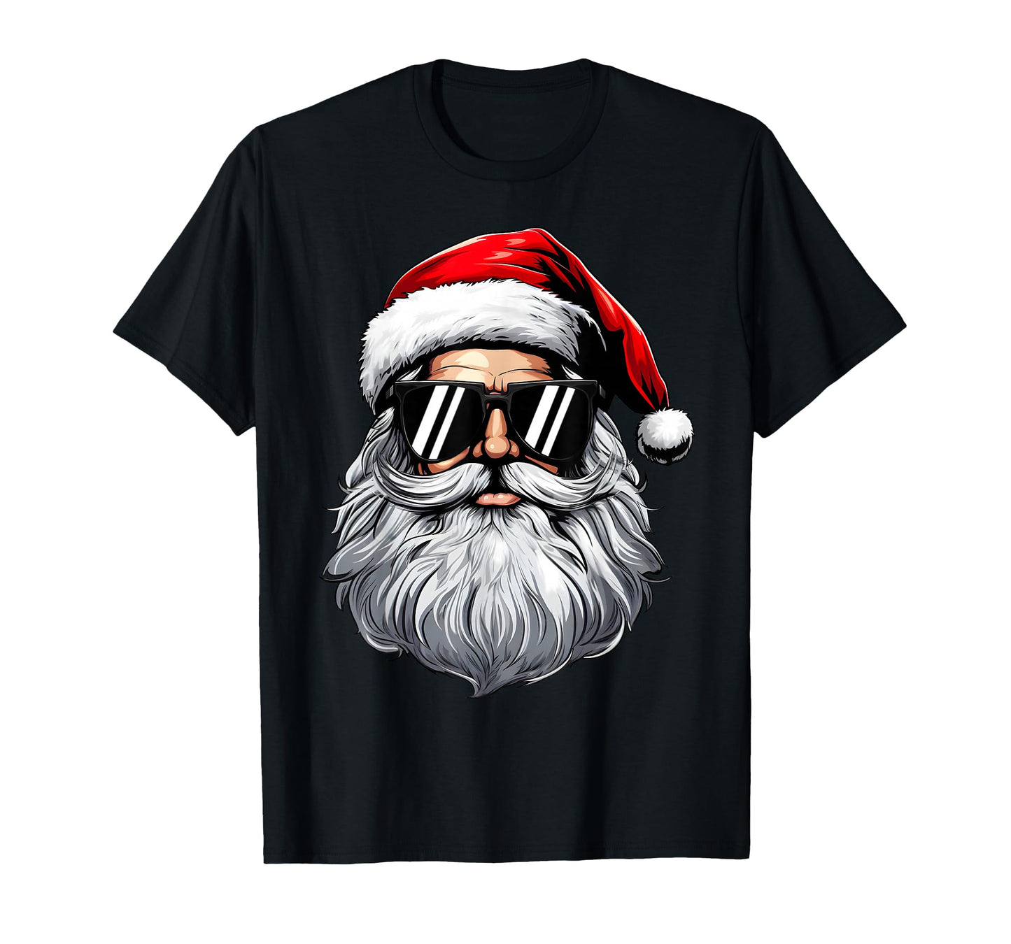 Santa Face Retro Sunglasses Christmas Shirts for Mens Boys T-Shirt