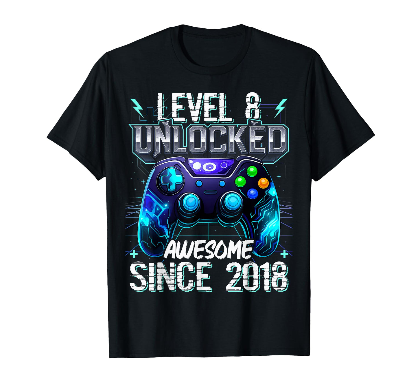 8th Birthday Boy Level 8 Gamer 8 Year Video Game Party T-Shirt