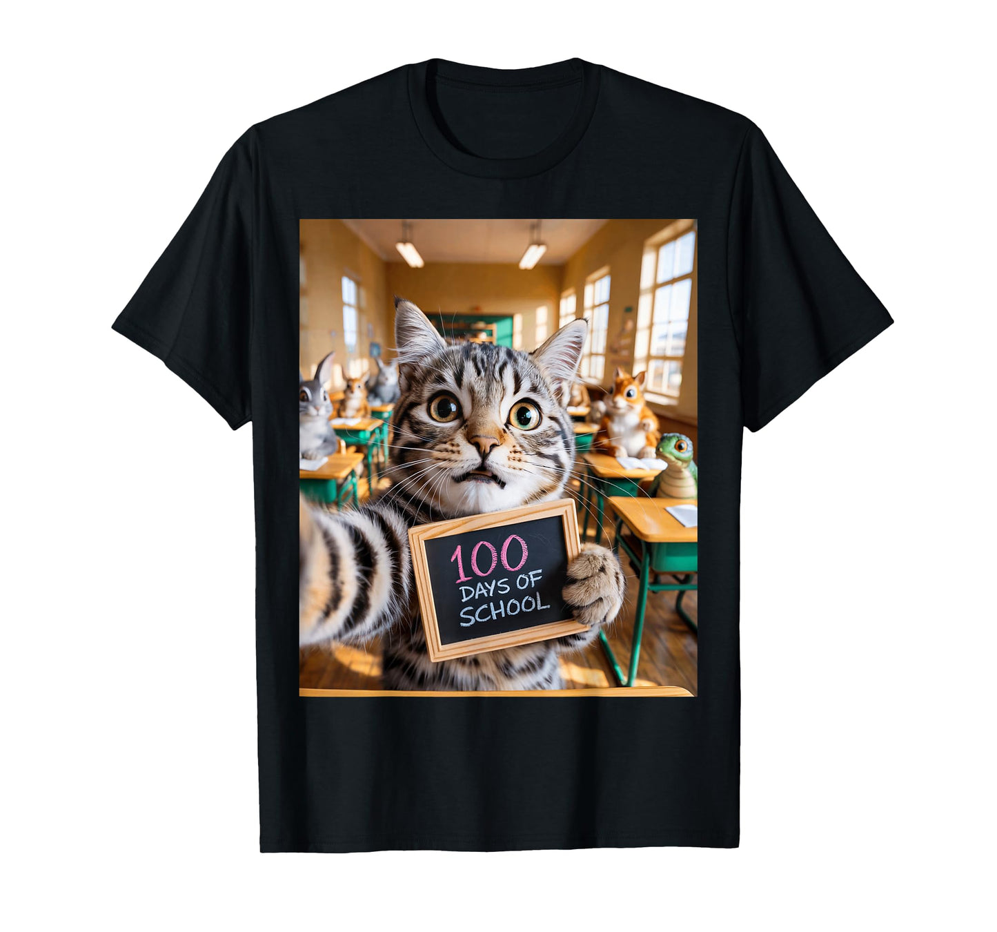 Cat Selfie 100 Days of School Design for cat Lovers and cat T-Shirt