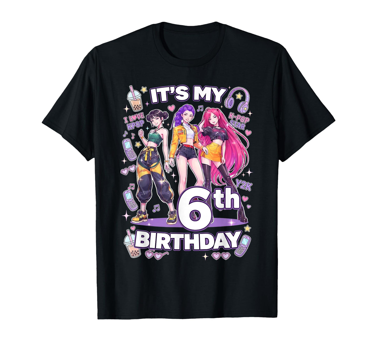 6th Birthday 6 Year Old Girl Korean Pop Kpop Bday Party T-Shirt