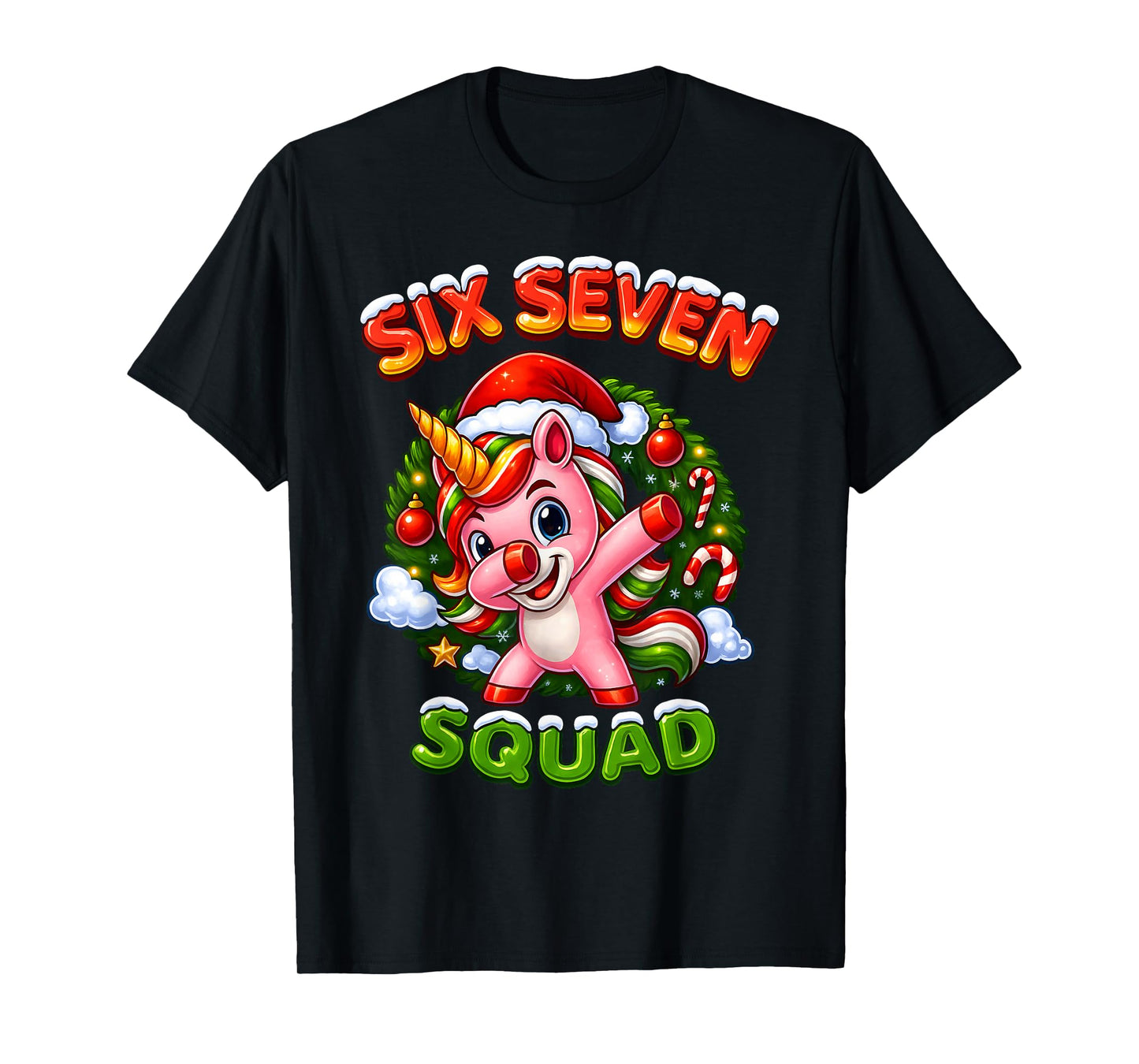 67 Unicorn Christmas Dabbing for Girls Kids 6 7 Meme Cute T-Shirt